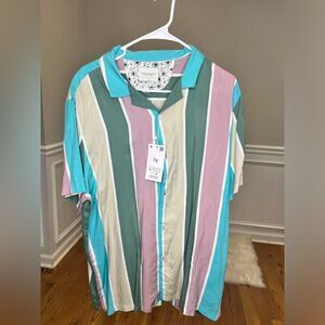 NWT Denim & Flower stripe button up